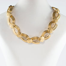 Load image into Gallery viewer, Oscar de la Renta Signed Vintage Neoclassical Modernist Gold Chunky Links Statement Choker Necklace c. 1980