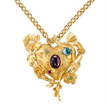 Load image into Gallery viewer, Christian Lacroix Signed Vintage Gold Tone Baroque Heart Mirror Pendant Necklace c. 1980 - Harlequin Market