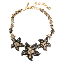 Load image into Gallery viewer, Vintage Oscar de la Renta vintage gold-tone multi flower statement necklace c. 1970