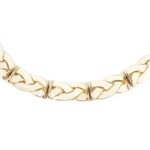 Load image into Gallery viewer, Vintage Unsigned Gold Tone and Creme Coloured Enamel Necklace c. 1970