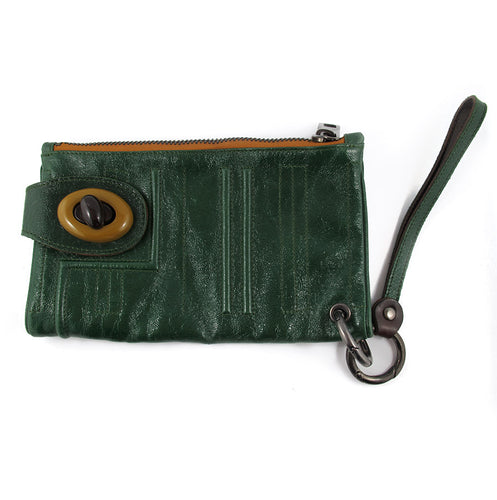 Pre Owned Jamin Puech (France) Green Leather 60's Inspired Clutch