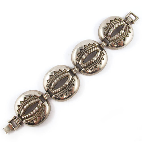 USA Vintage Etched Silver Link Bracelet