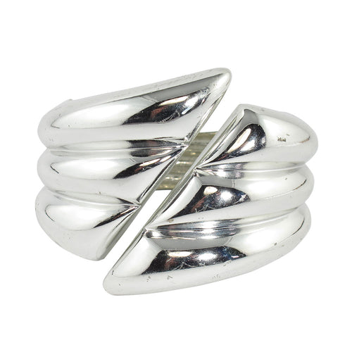 Chunky silver tone metal cuff - Harlequin Market