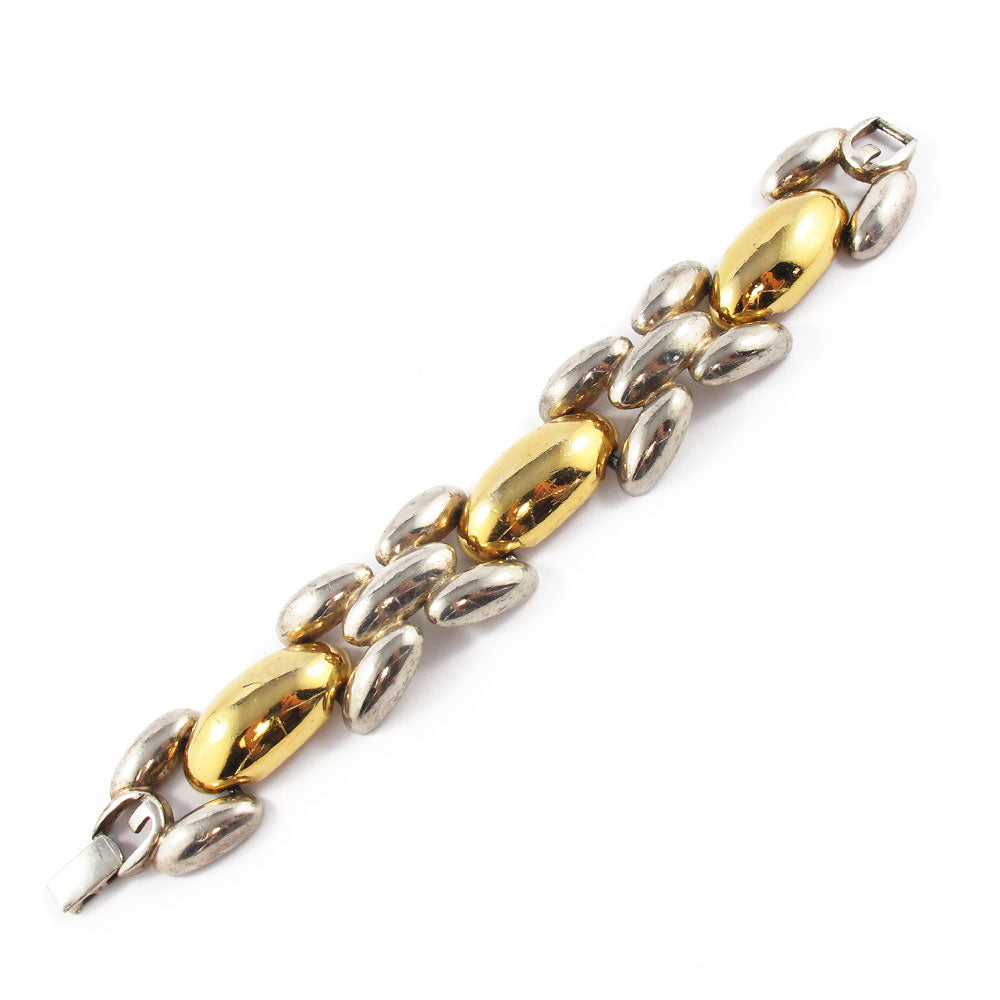 Signed 'Givenchy' silver + gold link bracelet