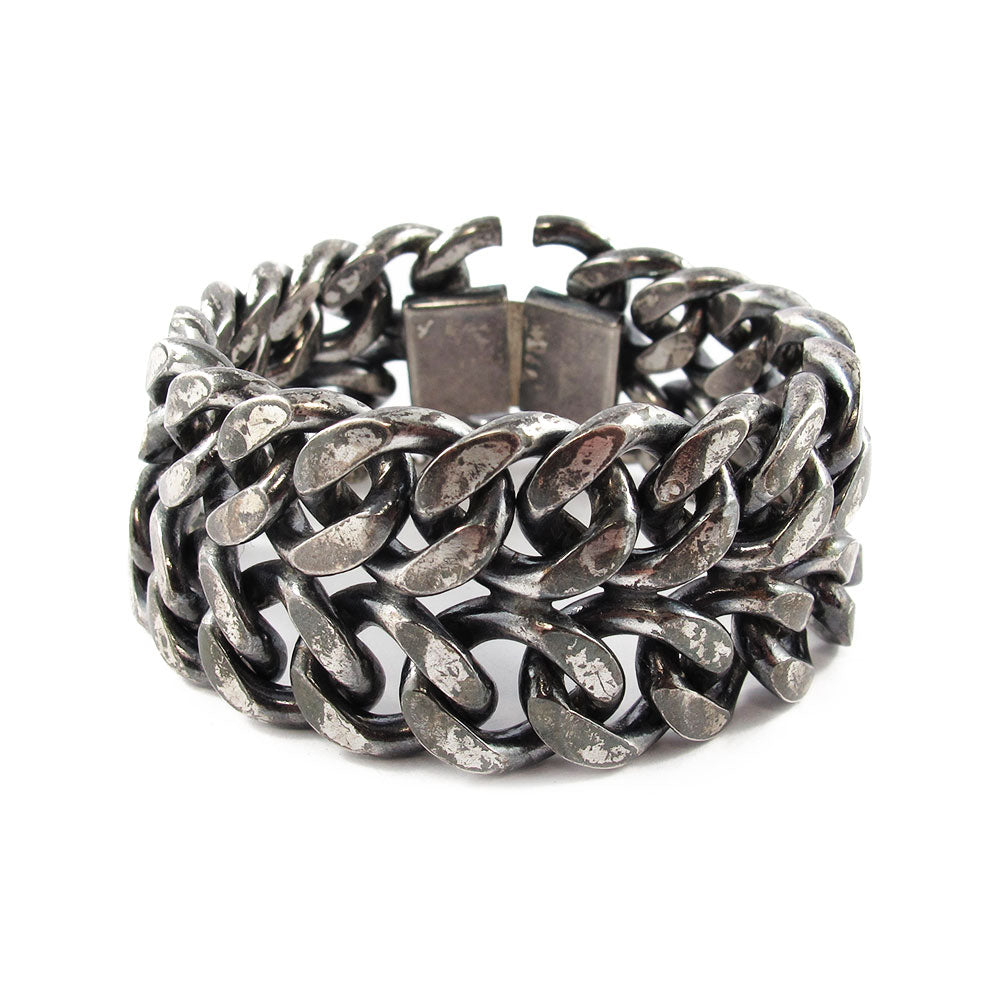 Vintage Unsigned Warn Silver Tone Chunky Link Bracelet - USA c. 1950's