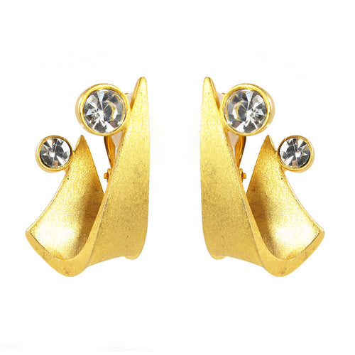 Vintage chunky gold and crystal earrings c. 1970's