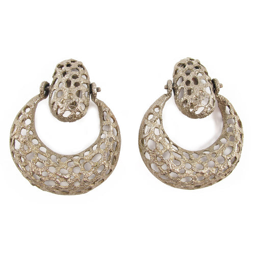 Vintage open work hoop clip on earrings