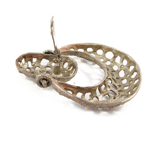 Vintage open work hoop clip on earrings