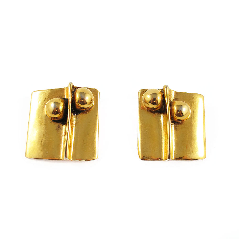 Vintage signed Carron Paris gold plated earrings c. 1950's