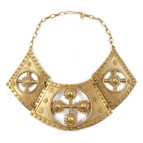 Rare Vintage Signed ACCESSOCRAFT N.Y.C Etruscan Revival Bib Neckpiece c. 1950