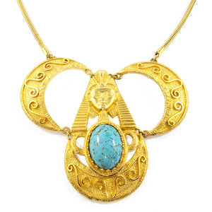 Rare Vintage Signed Castlecliff Egyptian Revival Necklace c. 1970