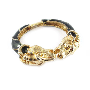 Stunning Signed Donald Stannard Spring Back Clamper Bracelet with Rams Heads Design c. 1970's