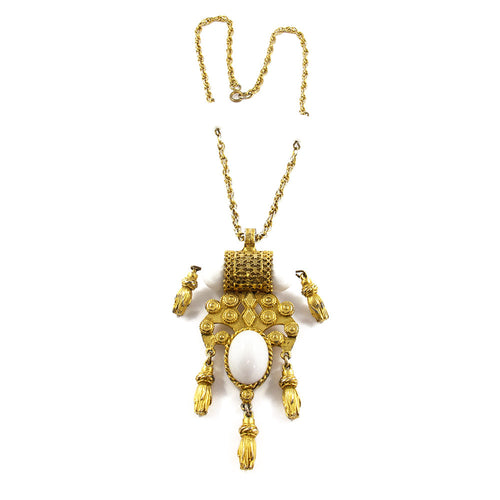 Vintage Signed Pauline Rader Etruscan Revival Necklace