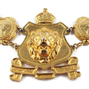 Bold Vintage Accessocraft NYC Lion Head Shield Emblem Statement Runway Necklace c.1960's - Harlequin Market