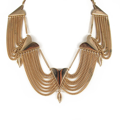 USA vintage gold plated leaf detail neckpiece