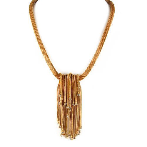 Vintage layered tassel + bead necklace