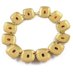French vintage disc necklace with glass amber beads c.1950's