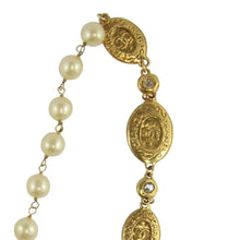 Load image into Gallery viewer, Chanel Vintage CC logo Gold-Tone Coin Discs, Pendant &amp; Faux Pearl Necklace c. 1980&#39;s - Harlequin Market