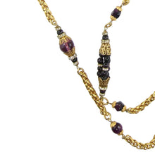 Load image into Gallery viewer, By Phillippe Paris for Harlequin Market Gold Tone Chain Necklace with Burgundy Vintage Beads - Harlequin Market