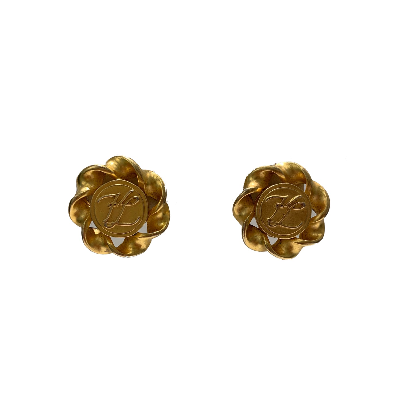 Vintage Karl Lagerfeld Gold Swirl Earrings (clip-on)