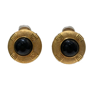 Vintage Lanvin Black &amp; Gold Earrings (clip-on)