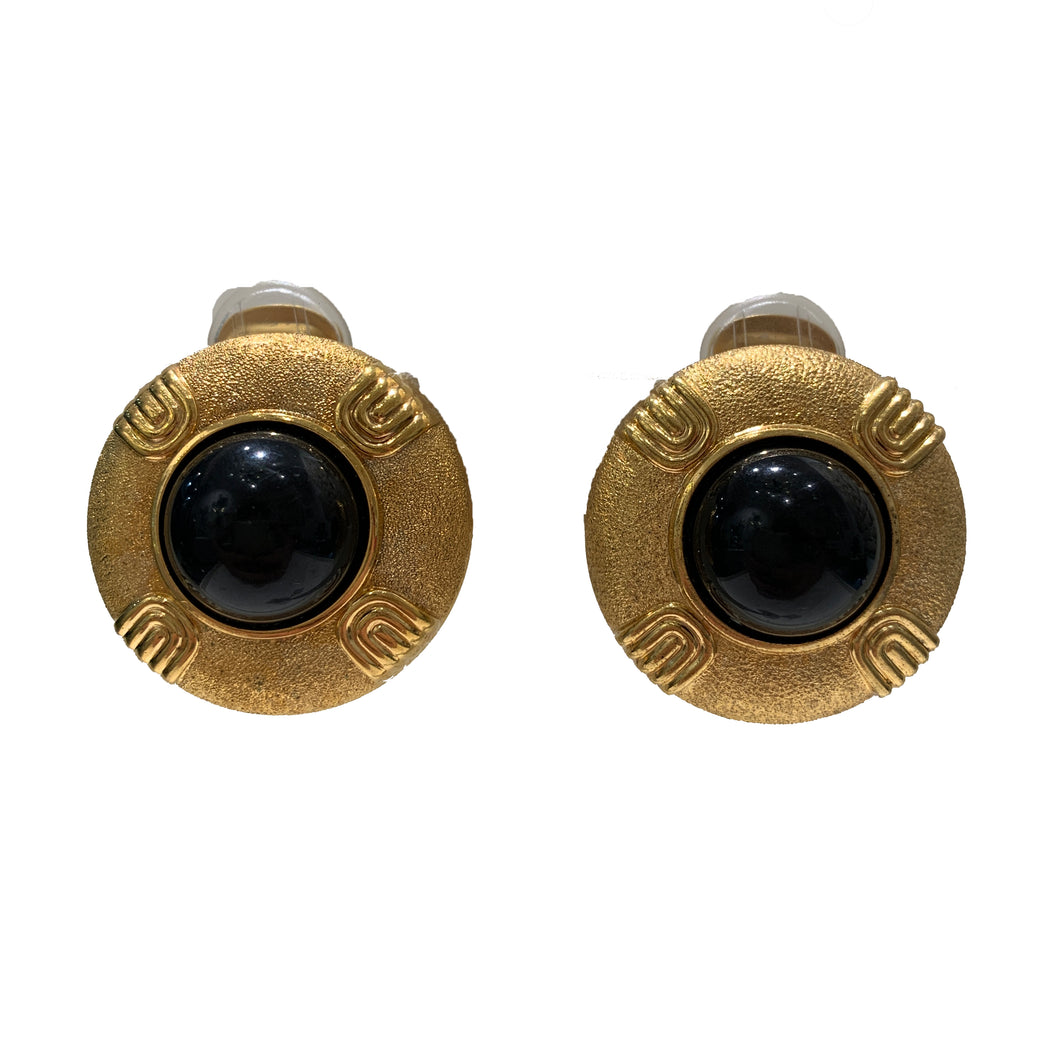 Vintage Lanvin Black & Gold Earrings (clip-on)