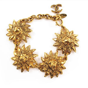 Vintage Signed Chanel Lion Head Medallion Bracelet c. 1980's