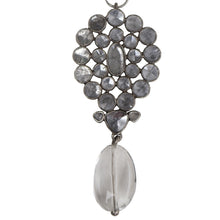 Load image into Gallery viewer, Yves Saint Laurent Signed &#39;YSL&#39; Silver Tone &amp; Clear Crystal Pendant Drop Necklace c.1970s