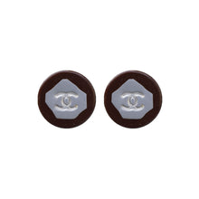 Load image into Gallery viewer, Vintage Chanel CC Silver Tone &amp; Mahogany Earrings c. 1980s (Clip-on)