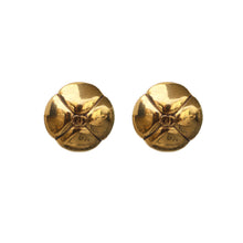 Load image into Gallery viewer, Chanel Vintage CC Four Petal Polished Gold Tone Earrings c. 1980s (Clip-on) - Harlequin Market
