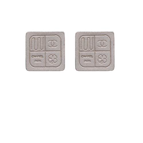 Chanel Vintage Signed CC, Infinity, Shamrock, Square Silver Tone Earrings c. 1980s (Clip-on) - Harlequin Market