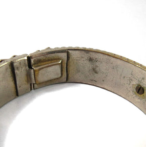 French vintage lucite and etched metal bangle c. 1930's
