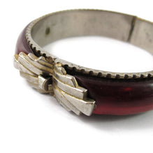 Load image into Gallery viewer, French vintage lucite and etched metal bangle c. 1930&#39;s