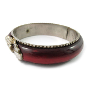 French vintage lucite and etched metal bangle c. 1930's
