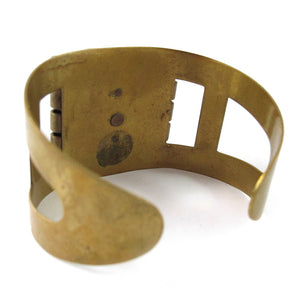 French Vintage Carved Galalith & Brass Figural Face Cuff c.1930