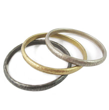 Load image into Gallery viewer, Vintage Sterling Silver, Gold, Chrome Brushed Italian Bangle Set Signed &#39;Salih 925&#39;
