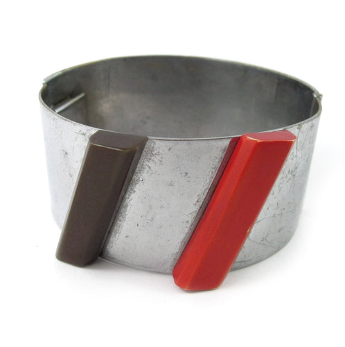 Vintage 1930's Jakob Bengel Cuff - Galalith and Chrome