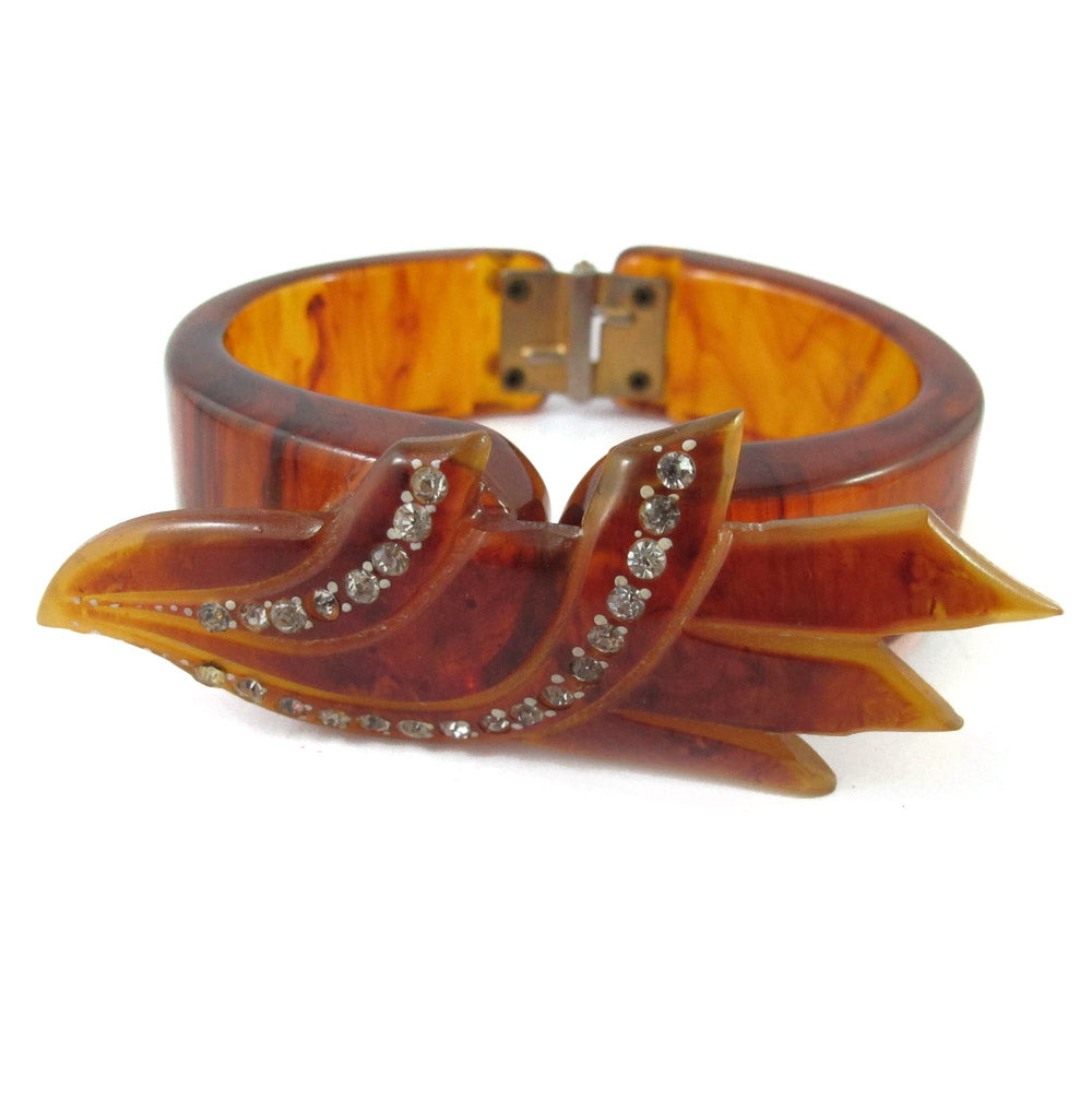 Bakelite bracelet outlet with rhinestones