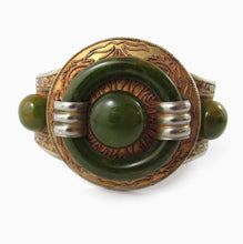 Load image into Gallery viewer, French Vintage Bakelite &amp; Etched Metal Bangle c. 1930&#39;s