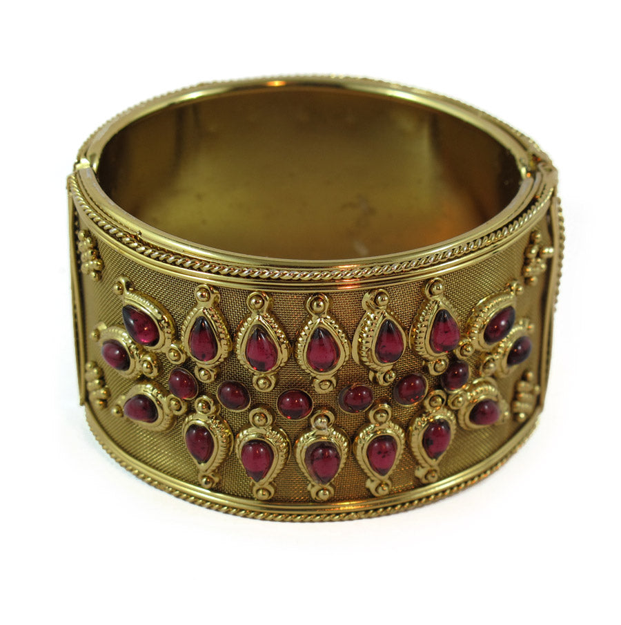 Vintage Etruscan Style Bangle with Glass Beads c.1970