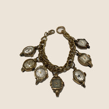 Load image into Gallery viewer, Vintage Clock Face Gold Toned Charm Bracelet