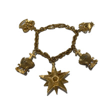 Load image into Gallery viewer, Vintage Napier Star and Crown Gold Toned Charm Bracelet