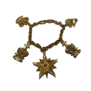 Vintage Napier Star and Crown Gold Toned Charm Bracelet
