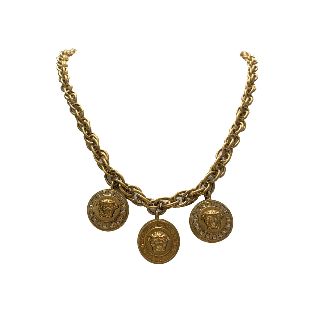 Vintage Versace Gold Toned Charm Necklace