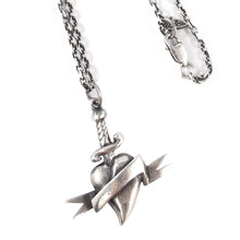 Load image into Gallery viewer, William Griffiths Sterling Silver Heart and Dagger Necklace