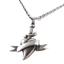 Load image into Gallery viewer, William Griffiths Sterling Silver Heart and Dagger Necklace