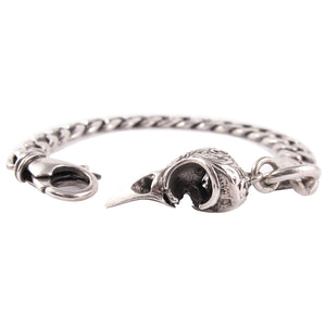 William Griffiths Curblink Bracelet with Engraved Bird Skull