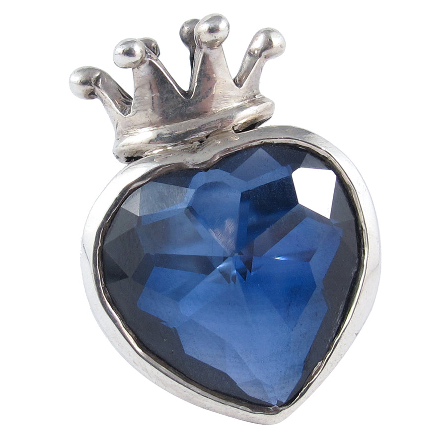 William Griffiths 20mm Sapphire Cubic Zirconia Heart with Crown Ring