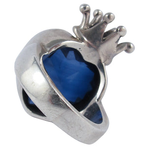 William Griffiths 20mm Sapphire Cubic Zirconia Heart with Crown Ring