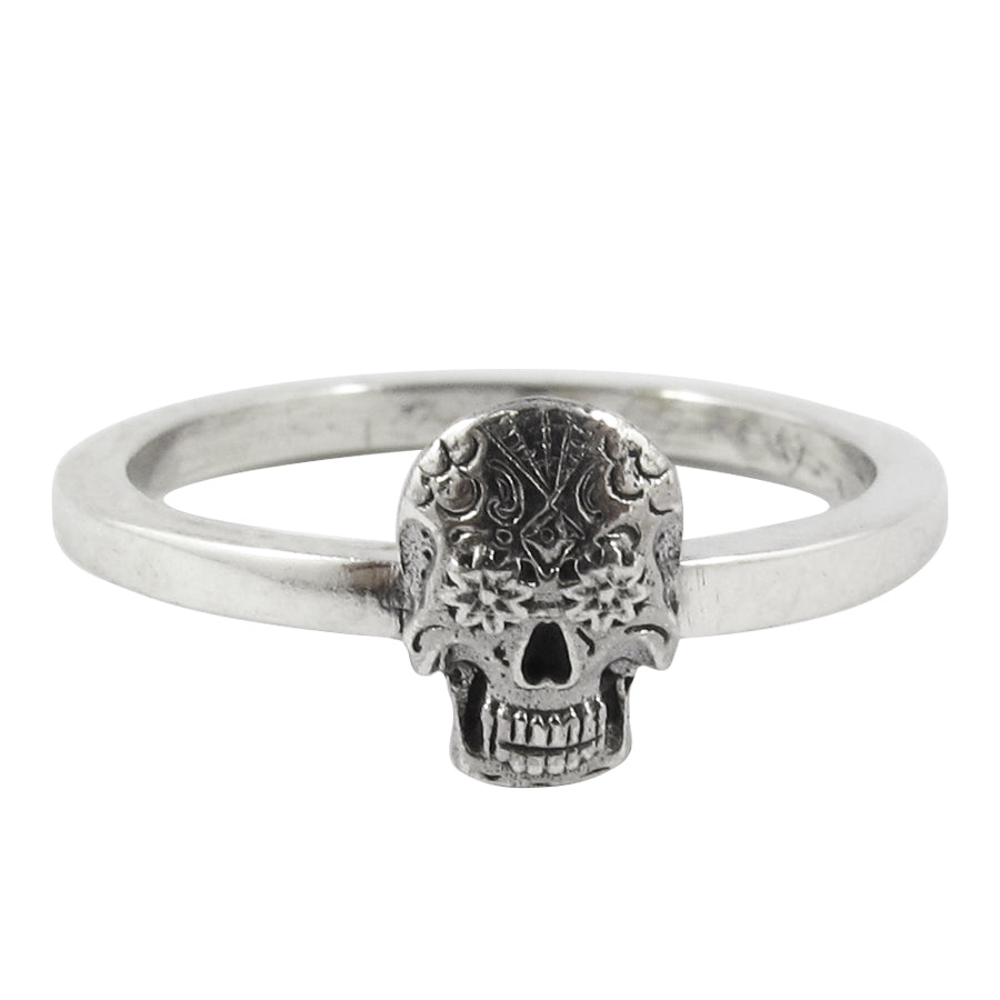 William Griffiths Sterling Silver Small Sugar Skull Stack Ring